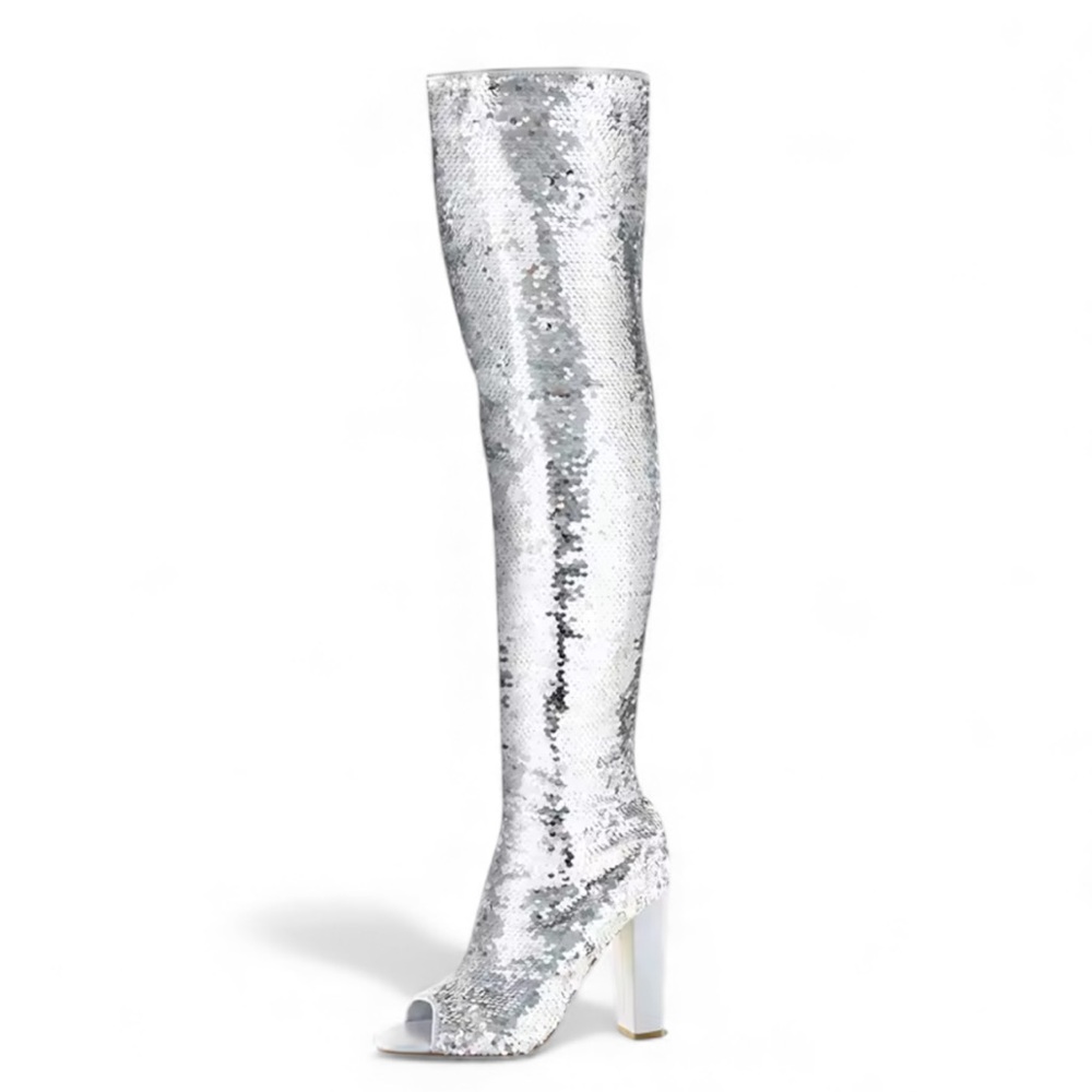 KHPAERMEI Sparkly Thigh High Boots